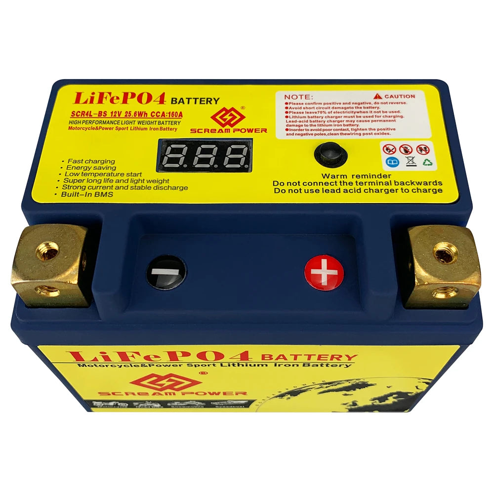 12V 4L-BS 2Ah CCA 160A Lithium Phosphate Motorcycle Motor Starter Battery 12V LiFePO4 Scooter Engine Battery LFP  Amaijoin