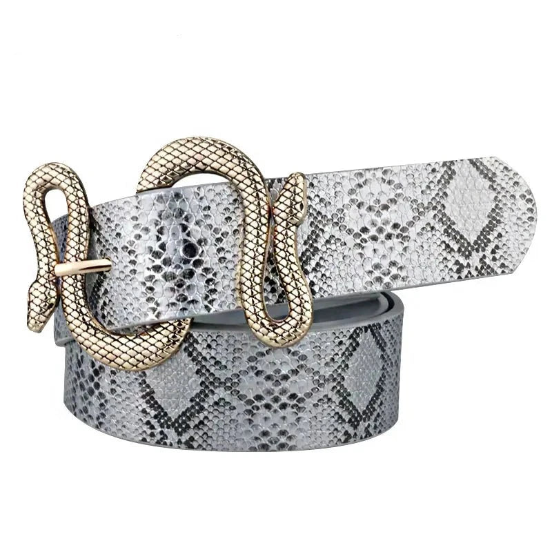 Maikun Belts for Women Snake Shape Pin Buckle Belt High Quality Leather Women Belt PU Waistband  Amaijoin