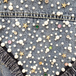 Carregue a imagem no visualizador da Galeria, Casaco em Algodão Denim Pearls Tassel  Amaijoin
