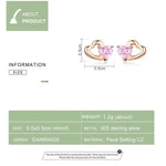 Carregue a imagem no visualizador da Galeria, BAMOER 925 Sterling Silver Double Heart to Heart Pink CZ Stud Earrings for Women Brincos Fine Jewelry Bijoux SCE090  Amaijoin
