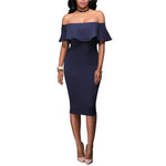 Carregue a imagem no visualizador da Galeria, Women Party Bodycon Midi Dress Sexy Off Shoulder Layered Flounce Ruffle Chic Elegant Evening Party Dress de mulher Suit Vestidos  Amaijoin
