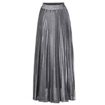 Carregue a imagem no visualizador da Galeria, 2022 Spring Metal Color Pleated Maxi Skirt Elastic High Waist Harajuku Large Swing Gold Long Skirts For Women XXL Saias SK275  Amaijoin
