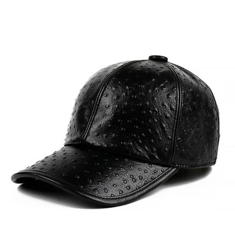 Exclusive Chic Small Dots Baseball Caps 2021 Fall Winter Men Genuine Leather Warm Hats Youth Hombre Black Hip Pop Dome Chapeau  Amaijoin