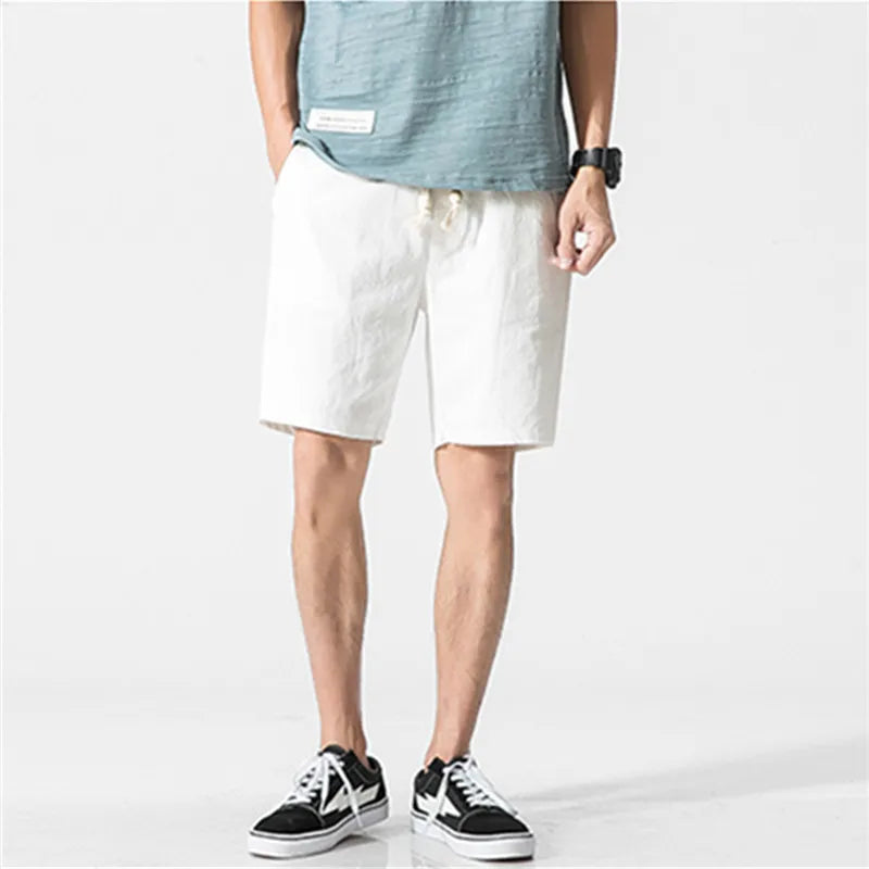 Shorts Men Cotton Linen Casual Shorts Mens Sweat Pants Summer Breathable Comfortable Drawstring Soft Shorts Men Streetwear Pants  Amaijoin