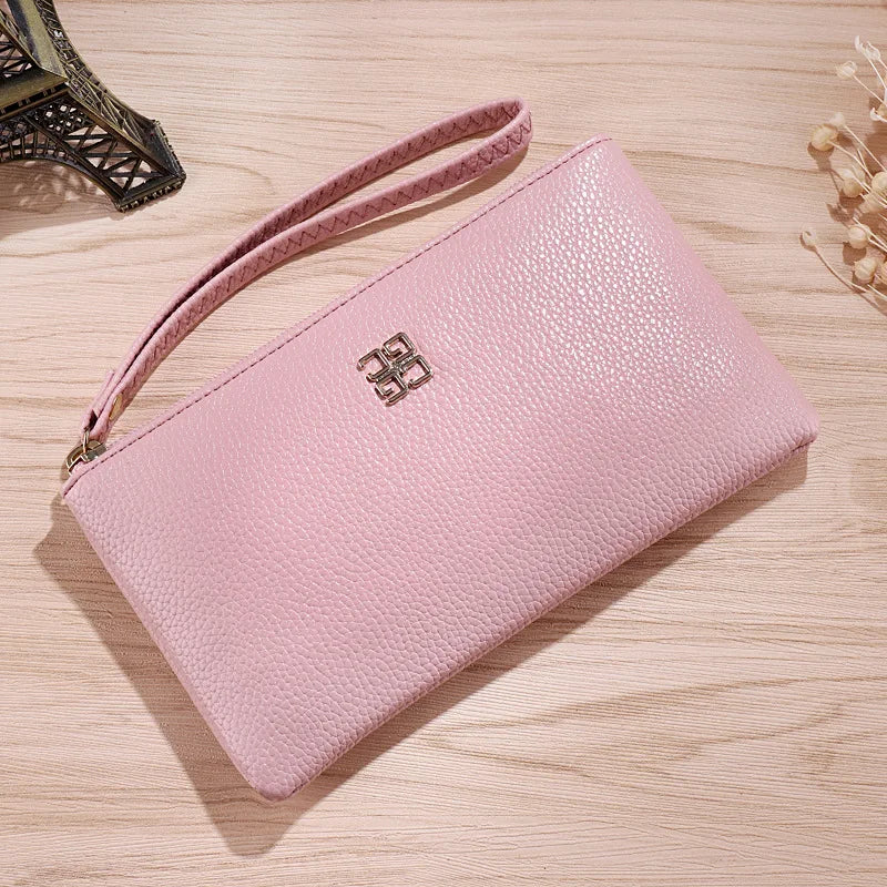 Women Long Casual Wallet Litchi Grain PU Leather Lady Zipper Phone Pocket Credit Card Holder Female Purse Coin Money Bag Clutch  Amaijoin