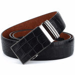 Carregue a imagem no visualizador da Galeria, CUKUP Men&#39;s Leather Cover Automatic Buckle Metal Belts Quality Crocodile Stripes Blue Cow Skin Accessories Belt for Men NCK133  Amaijoin
