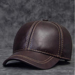 Carregue a imagem no visualizador da Galeria, Brand New 2023 Winter Male Genuine Leather Baseball Caps Outdoor Hockey Golf Fishing Gorras Black/Brown Trucker Hat For Man  Amaijoin
