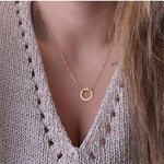 Carregue a imagem no visualizador da Galeria, New Fashion Steampunk Dainty Circle Collier Round Minimalist Chain Pendant Necklace For Women Jewelry Gift Cheap Collar  Amaijoin
