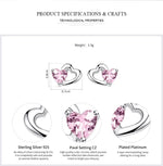 Carregue a imagem no visualizador da Galeria, BAMOER 925 Sterling Silver Double Heart to Heart Pink CZ Stud Earrings for Women Brincos Fine Jewelry Bijoux SCE090  Amaijoin
