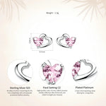 Carregue a imagem no visualizador da Galeria, BAMOER 925 Sterling Silver Double Heart to Heart Pink CZ Stud Earrings for Women Brincos Fine Jewelry Bijoux SCE090  Amaijoin
