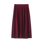 Carregue a imagem no visualizador da Galeria, New Fashion Women&#39;s High Waist Pleated Solid Color Half Length Elastic Skirt Promotions Lady Black Pink  Amaijoin
