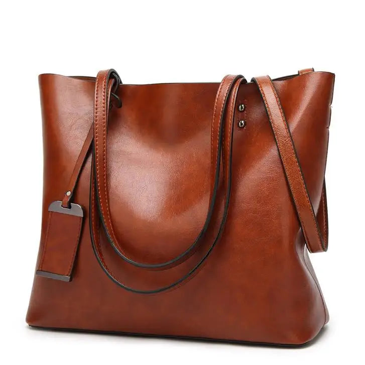 Waxing Leather bucket bag Simple Double strap handbag shoulder bags For Women 2024 All-Purpose Shopping tote sac bolsa feminina  Amaijoin