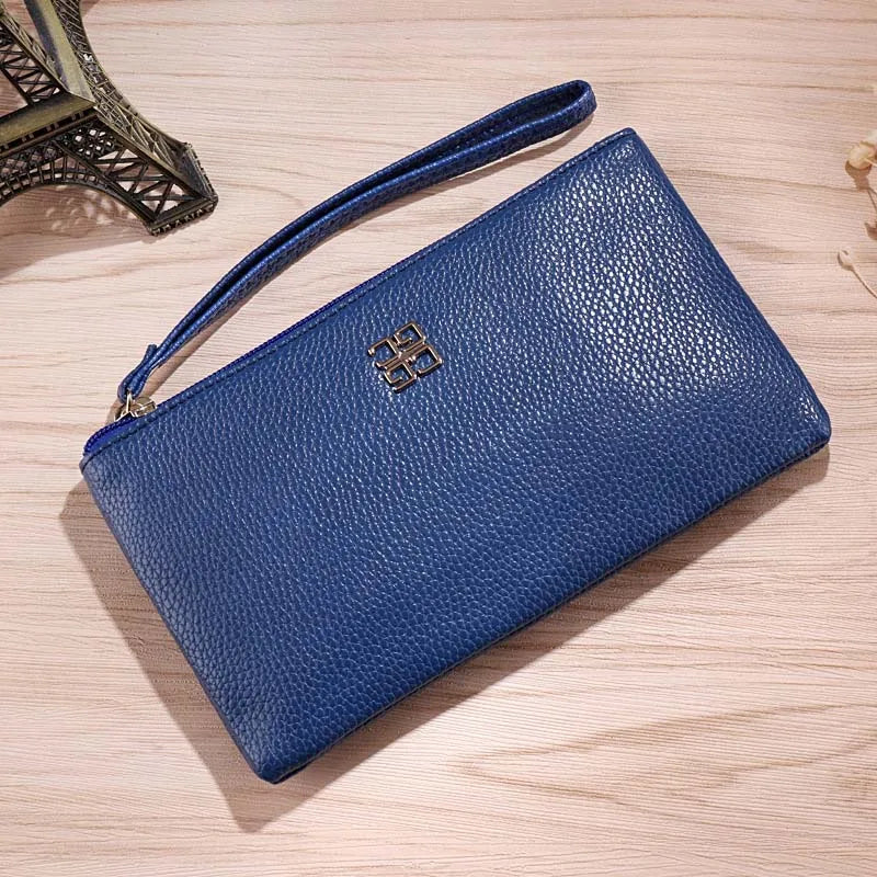 Women Long Casual Wallet Litchi Grain PU Leather Lady Zipper Phone Pocket Credit Card Holder Female Purse Coin Money Bag Clutch  Amaijoin