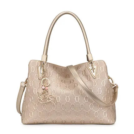 FOXER Occident Style Gold Top Handle Bag Fashion Women's Split Leather Large Capacity Handbag Lady Luxury Shoulder Crossbody Bag  Amaijoin