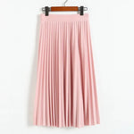 Carregue a imagem no visualizador da Galeria, New Fashion Women&#39;s High Waist Pleated Solid Color Half Length Elastic Skirt Promotions Lady Black Pink  Amaijoin
