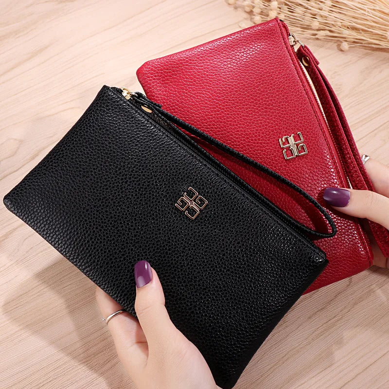 Women Long Casual Wallet Litchi Grain PU Leather Lady Zipper Phone Pocket Credit Card Holder Female Purse Coin Money Bag Clutch  Amaijoin