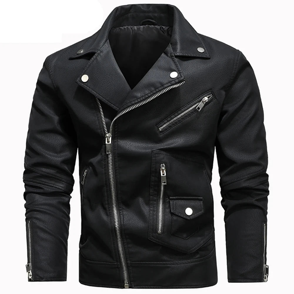 HEROBIKER Motorcycle Jacket Men's Leather Jackets Autumn Casual Motorcycle PU Jacket Biker Leather Coats Brand Clothing EU Size  Amaijoin