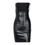 Carregue a imagem no visualizador da Galeria, Women Summer Sexy Party Strapless Bodycon Pu Leather Slim Package Hip Black Mini Dress Sundress Female Clothing  Amaijoin
