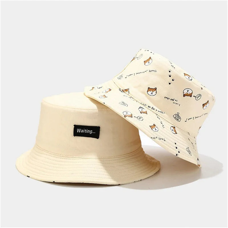 LDSLYJR Cotton Double Sided Cartoon Dog Print Bucket Hat Fisherman Hat Outdoor Travel Hat Sun Cap for Men and Women 261  Amaijoin