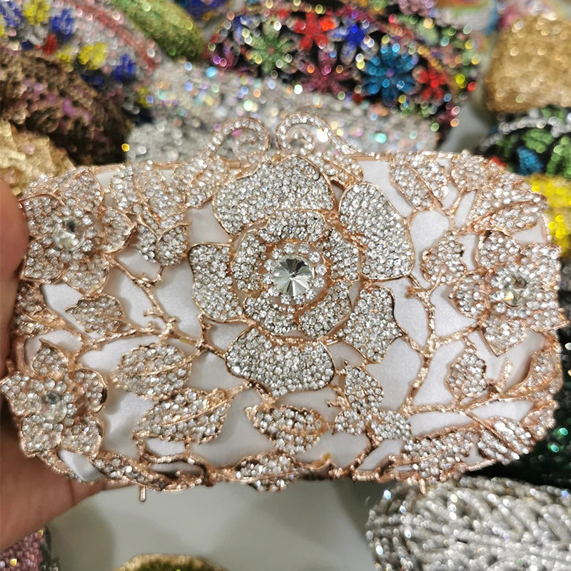 Beautiful Fashion Women Bridal Wedding Purses And Handbags High Quality Ladies Crystal Diamond Clutches Female Shoulder Purse  Amaijoin