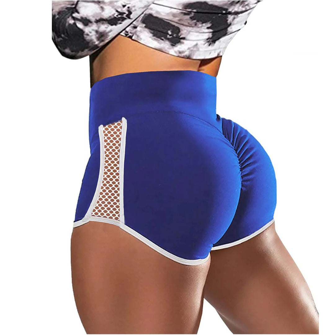 High Waist Side Hollow Out Sport Shorts Women Stitching Stretchy Trousers Plus Size Slim Fit Black Short Pants Run Exercise Yoga  Amaijoin