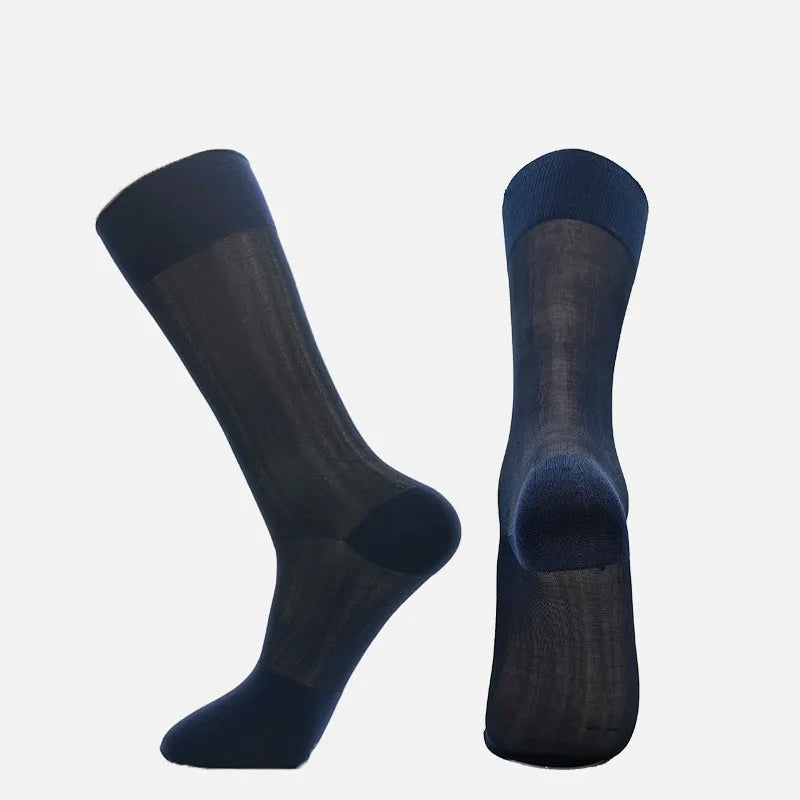 6 Pairs Large Business Silk Socks Long Polyamide Breathable Calf High Sheer Socks Male Brand Business Work Socks High Quality  Amaijoin