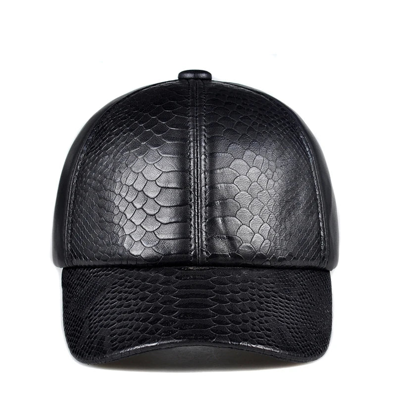 Winter Leather Baseball Caps For Men Novelty Snake Pattern Printed Gorra Male Thin Youth Outdoor Hockey Black Kanye Warm Chapeau  Amaijoin