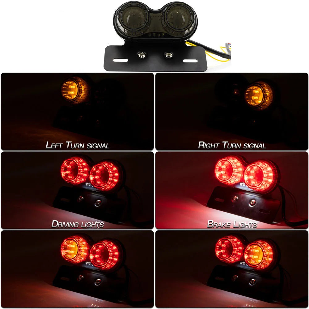 Motorcycle LED Taillight 12V Custom Motorbike Rear Stop Brake Lamp License Plate Light Turn Signal Indicators Universal For BMW  Amaijoin