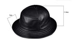 Carregue a imagem no visualizador da Galeria, Korean Fashion ACC Unisex Genuine Leather Bucket Hats Men Women Casual Fishing Caps Male Fitted Black Basin Cap Sombrero Mujer  Amaijoin
