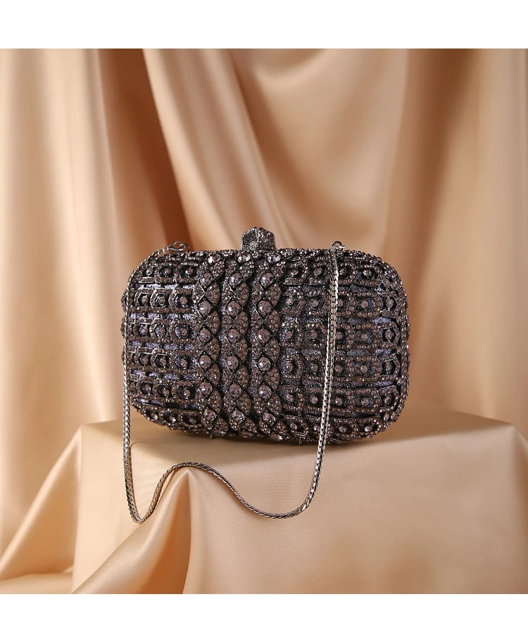 New Fashion Gold black Crystal Clutch Purse Best Designer Women’s Diamond Evening Clutches Party Purse Shoulder Messenger Bag  Amaijoin