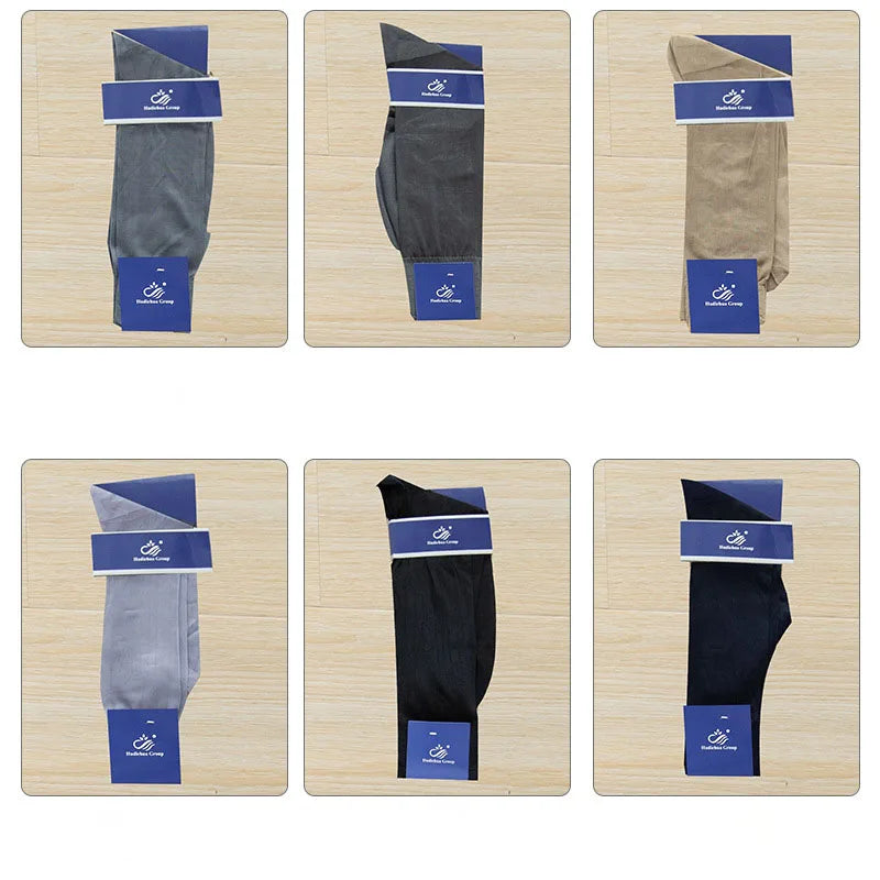 6 Pairs Large Business Silk Socks Long Polyamide Breathable Calf High Sheer Socks Male Brand Business Work Socks High Quality  Amaijoin