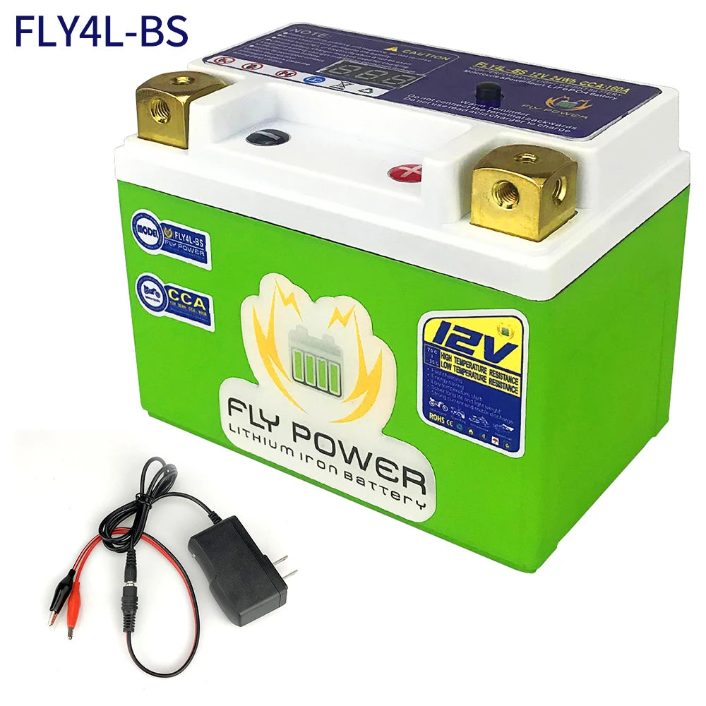 FLY4L-BS 12V 24Wh CCA 160A BMS Motorcycle Start Battery 12V Lithium iron Phosphate Scooter LiFePO4 Batteries YTX4L-BS YT4L YTX4L  Amaijoin