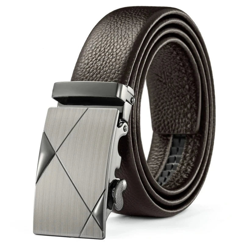 Men Belt Metal Luxury Brand Automatic Buckle Leather High Quality Belts for Men Business Work Casual Strap ZDP001A  Amaijoin