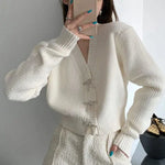 Carregue a imagem no visualizador da Galeria, Autumn And Winter Clothing 2023 Fashion Trend Ladies French Retro Knitted Cardigan V-neck Long-sleeved Solid Color Sweater  Amaijoin
