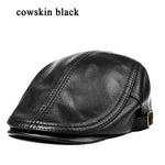 Load image into Gallery viewer, Hats Men Women Street Bonnet Genuine Leather Beret Male Thin Hats 55-61 cm Adjustable Forward Cap Leisure Duckbill Casquette  Amaijoin
