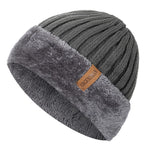 Carregue a imagem no visualizador da Galeria, New Unisex Thick Winter Hat Keep Warm Add Fur Lined Flanging Cap Stylish Beanie Hats For Men Women Warm Outdoor Knitted Hat  Amaijoin
