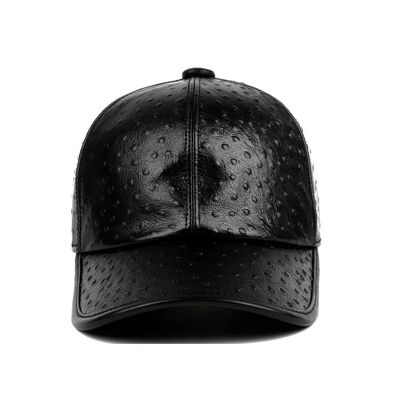 Exclusive Chic Small Dots Baseball Caps 2021 Fall Winter Men Genuine Leather Warm Hats Youth Hombre Black Hip Pop Dome Chapeau  Amaijoin