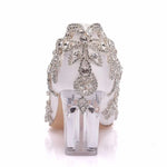 Carregue a imagem no visualizador da Galeria, Women Bride Shoes High Heels Wedding Thin Heels White Diamond Glittering Evening Dress Shoe Luxury Crystal Pumps For Party  Amaijoin
