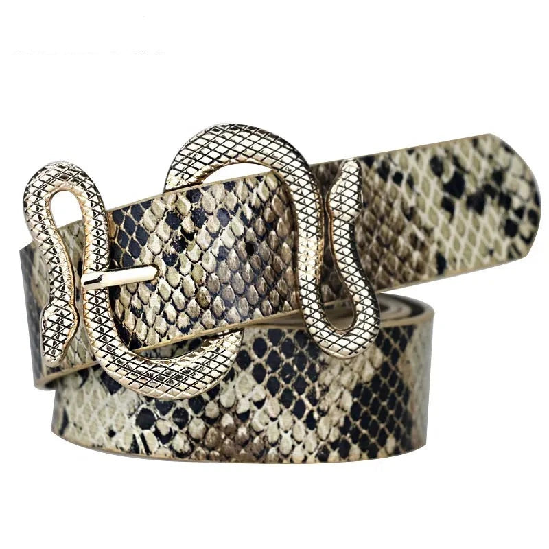 Maikun Belts for Women Snake Shape Pin Buckle Belt High Quality Leather Women Belt PU Waistband  Amaijoin