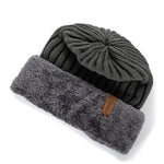 Carregue a imagem no visualizador da Galeria, New Unisex Thick Winter Hat Keep Warm Add Fur Lined Flanging Cap Stylish Beanie Hats For Men Women Warm Outdoor Knitted Hat  Amaijoin
