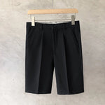 Carregue a imagem no visualizador da Galeria, Summer Loose Male Shorts 2023 Korean Solid Shorts Men Fashion Business Office Mid-rise Button Straight Casual Five Points Pants  Amaijoin
