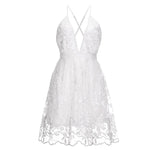 Load image into Gallery viewer, Summer Sundress White Floral Embroidery Mesh Lace Sexy Backless Beach Dress Clothes For Women 2022 New Arrival  Fashion  Amaijoin
