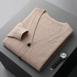 Carregue a imagem no visualizador da Galeria, 100% merino wool men&#39;s cardigan cashmere sweater autumn and winter new knitted coat solid color long sleeve high quality coat  Amaijoin
