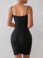 Carregue a imagem no visualizador da Galeria, Ruched Bodycon Spaghetti Dress, Sexy Backless V-neck Cami Dress, Women&#39;s Clothing  Amaijoin
