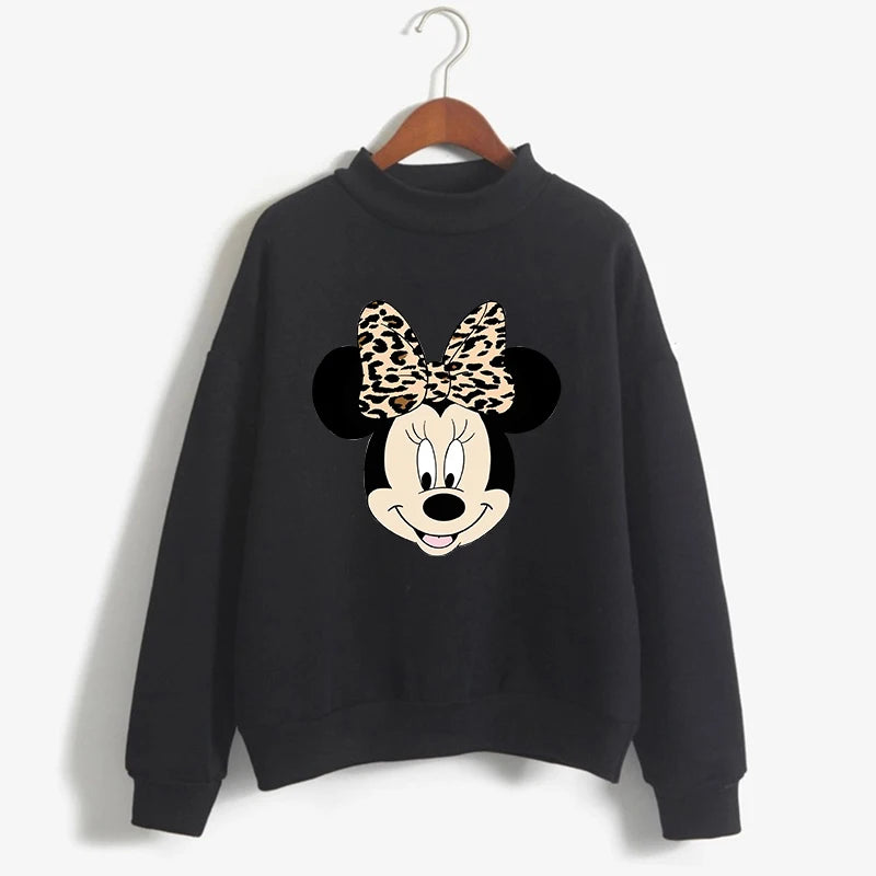 Sweatshirts Turtleneck Minnie Kawaii Cartoon  Anime Sweatshirt Disney Mickey Mouse Hoodie Clothes Girl Boy Top Hoodies  Amaijoin