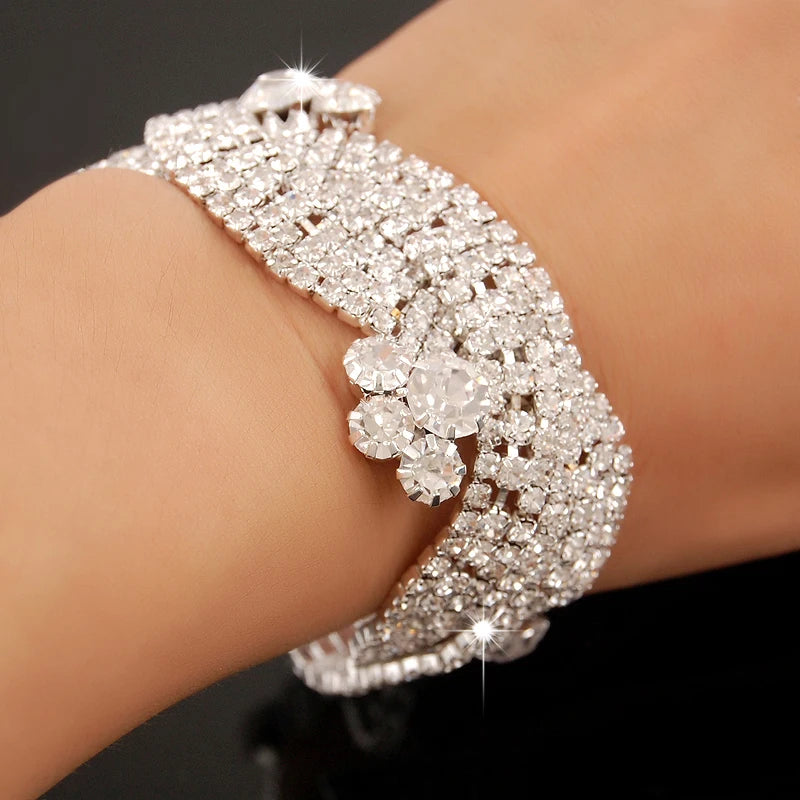 New Fashion Charm Bracelets 925 Silver AAAAA Zircon Crystal Women Bracelet Wedding Engagement Luxury Jewelry  Amaijoin