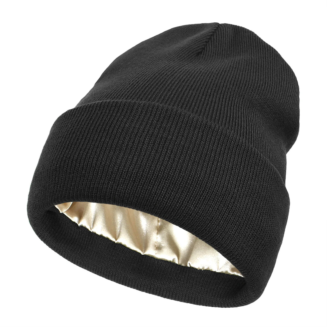 Winter Hat For Women Silk Satin Lined Beanies Chunky Caps Men Warm Fashion Women Bonnet Skullies Caps Male Female Balaclava Hats  Amaijoin