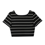 Load image into Gallery viewer, Stripe Print Crew Neck T-Shirt Y2k short Sleeve Crop T-Shirt For Spring &amp;Summer Women&#39;s Clothing  Amaijoin
