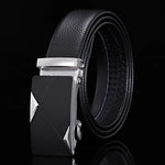 Carregue a imagem no visualizador da Galeria, For Men Famous Work Business Black Cowskin PU Strap Men Leather Belt Metal Automatic Buckle Brand High Quality Luxury Belts  Amaijoin
