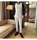 Carregue a imagem no visualizador da Galeria, High Quality Double-Breasted Solid Mens Vest Coat Korean Style Business Slim Fit Male Waistcoat Groom Wedding Dress Suit Vests  Amaijoin
